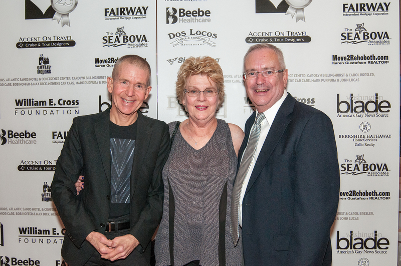 Murray Archibald, (l-r) Maggie Ottato and Steve Elkins pose for the camera after the red carpet walk. BY DENY HOWETH